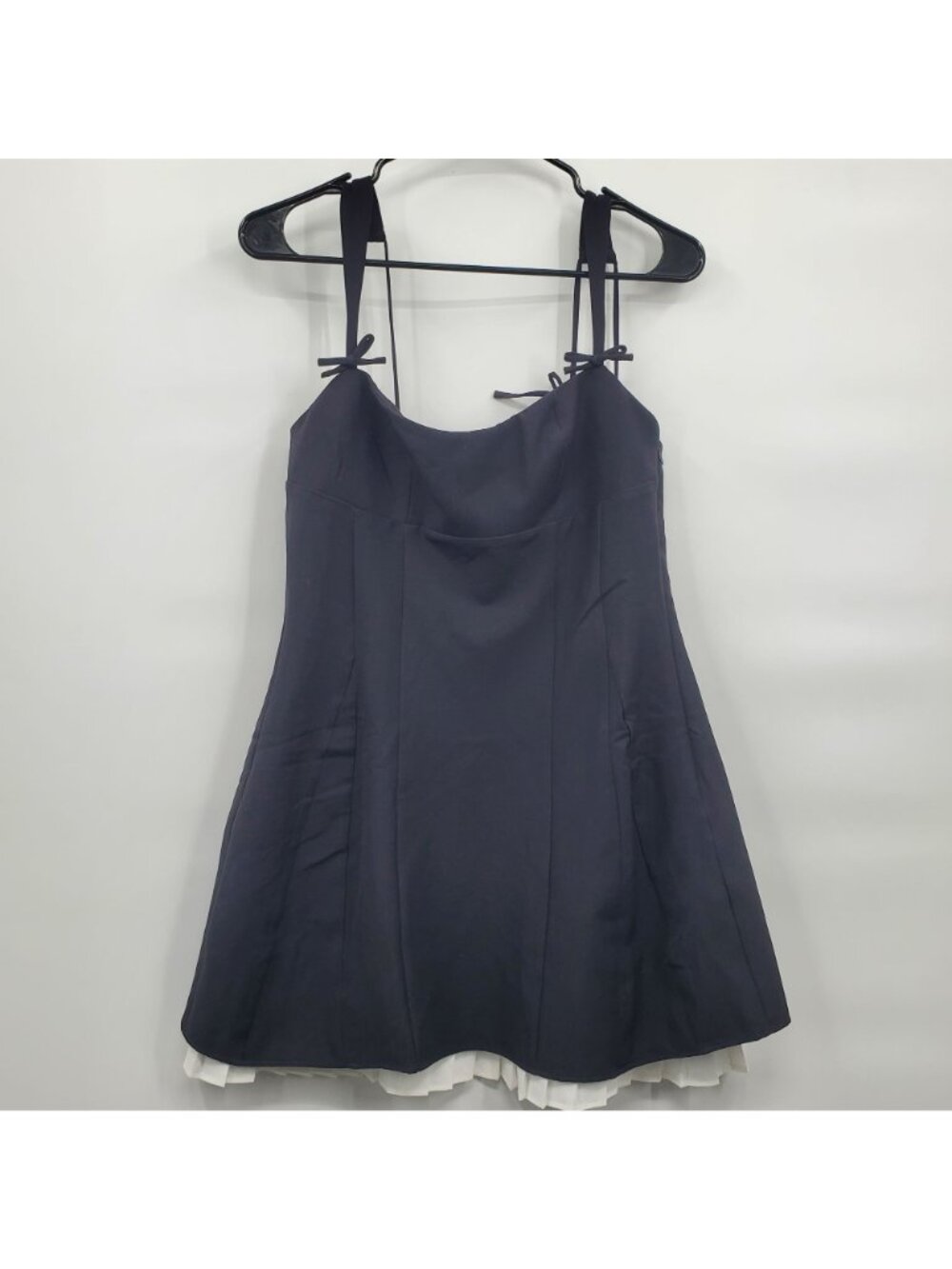 Oh Polly Cressida Bow Detail Pleated A Line Mini Dress Women Size 6 US NWT Black - Picture 3 of 14